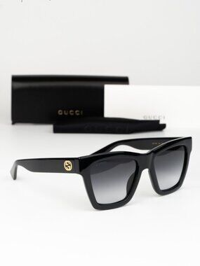 Gucci Women Sunglasses Black Grey Gradient Square GG1714S 001 NEW AUTHENTIC